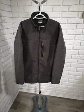 Columbia Men's Size Large Dark Grey Full Zip Lt. Fleece Lined Soft Shell Jacket